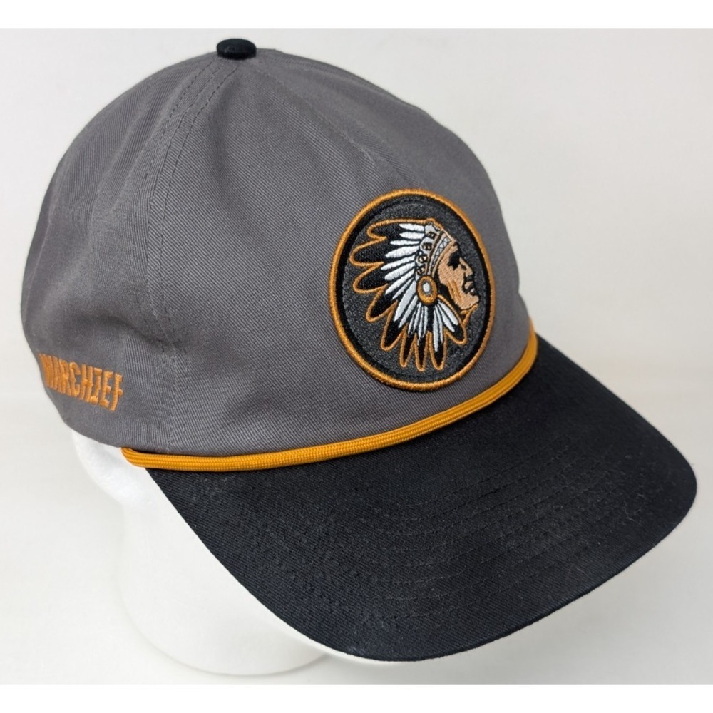 Boss Shotshells Warchief Patch Hat Snapback Rope Duck Hunting VTG Gray Indian
